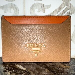 Prada Tan Leather Card Holder